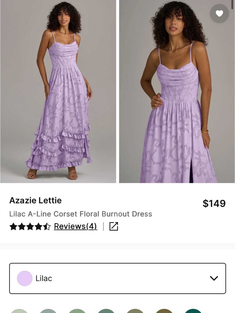 Azazie Lilac Lettie A-Line Maxi Dress